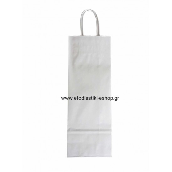 Τσάντα - σακούλα χάρτινη λευκή 14x8x39 εκ.- στριφτή λαβή