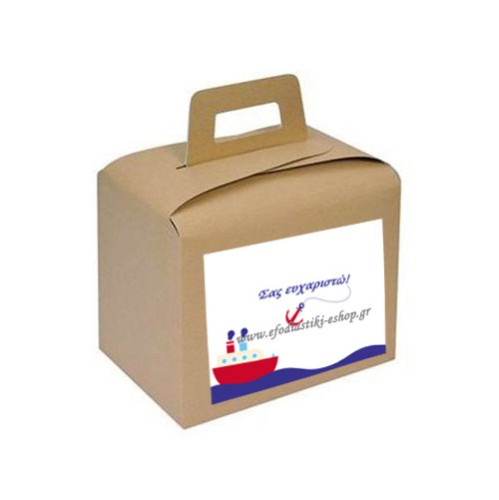 Κουτί χάρτινο lunch box κραφτ 18x12x17εκ. με χερουλι+αυτοκολλητο καράβι Κουτί χάρτινο lunch box κραφτ 18x12x17εκ. με χερουλι+αυτοκολλητο καράβι