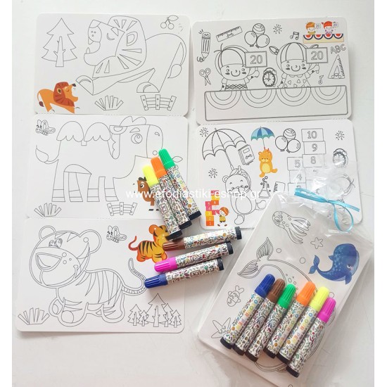 Δωράκι για πάρτυ κέρασμα 6 καρτέλες ζωγραφικής διπλής όψης + 6μαρκαδόροι