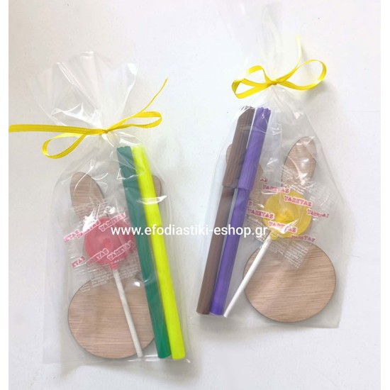 Δωράκι για πάρτυ κέρασμα πασχαλινό ξύλινο λαγουδάκι με 2 μαρκαδόρους