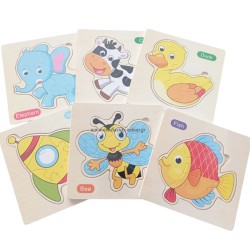 Δωράκι πάρτυ κέρασμα  ξύλινο παιχνίδι σχήματα ζωάκια και οχήματα 14x14cm (μεικτά σχέδια)