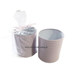 Δωράκι για πάρτυ κέρασμα μεταλλική μολυβοθήκη σχέδιο ροζ chevron 7.5x8.cm