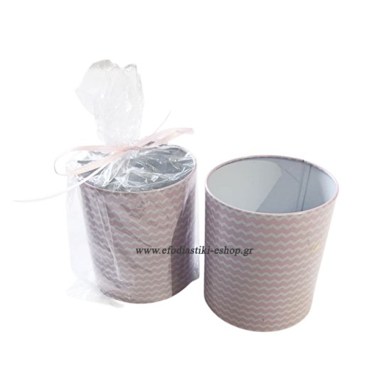 Δωράκι για πάρτυ κέρασμα μεταλλική μολυβοθήκη σχέδιο ροζ chevron 7.5x8.cm