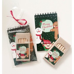 Δωράκι μπλοκ χριστουγενιάτικο με ξυλομπογιές Δωράκι μπλοκ χριστουγενιάτικο με ξυλομπογιές