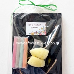 Δωράκι ξύλινος πίνακας 17.5x14cm με κιμωλίες +αυτοκόλλητο καλή σχολική χρονιά 