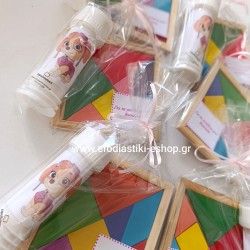 Δωράκι ταγκραμ σχήματα + σαπουνόφουσκα  με αυτοκόλλητο στο θέμα επιλογής σας