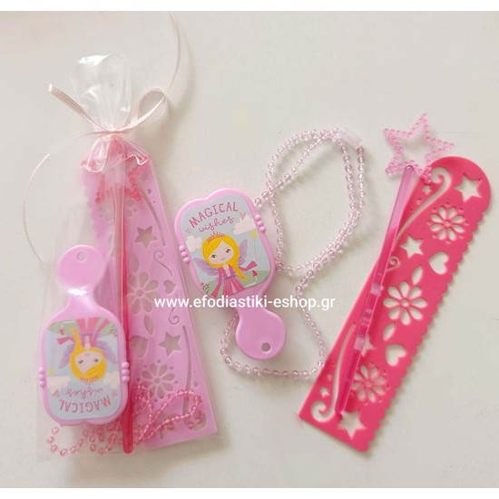 Δωράκι Princess χτένα, κολιέ, ραβδάκι, στένσιλ