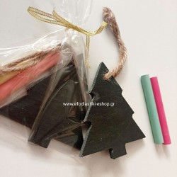 Δωράκι Χριστουγέννων στολίδι έλατο από σχιστόλιθο + κιμωλίες