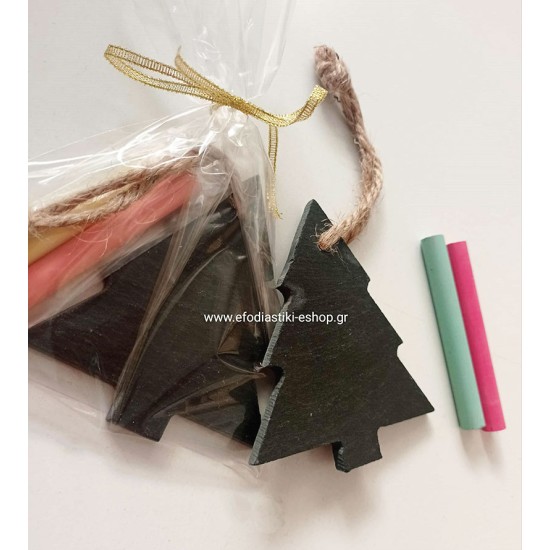 Δωράκι Χριστουγέννων στολίδι έλατο από σχιστόλιθο + κιμωλίες Δωράκι Χριστουγέννων στολίδι έλατο από σχιστόλιθο και 2 κιμωλίες για παιδιά, πάρτυ, συλλόγους