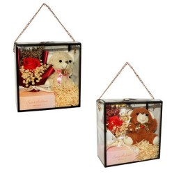 Δώρο αρκουδάκι με ανθοδέσμη σε κουτί 19x19x10cm (τυχαία επιλογή σχεδίου)