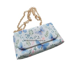 Δώρο τσάντα 19.5x3x11.5cm με χρυσή αλυσίδα και πεταλούδες