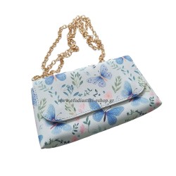 Δώρο τσάντα 19.5x3x11.5cm με χρυσή αλυσίδα και πεταλούδες
