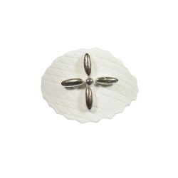 Φυλλαράκι διακοσμητικό για δίσκο μνημοσύνου λευκό με ασήμι 7x4.5cm