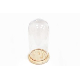 Καμπάνα γυάλινη με ξύλινη βάση 18x8.5cm Καμπάνα γυάλινη με ξύλινη βάση 18x8.5cm