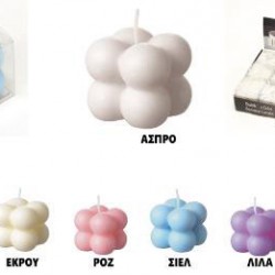 Κερί κύβος bubble σε pvc κουτάκι 3.5cm (επιλογή χρώματος) 12ΤΜΧ