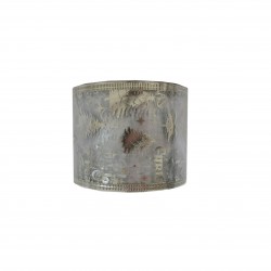 Κορδέλα χριστουγενιάτικη 6,3cm x 5,5m με στάμπα - Ασημενια