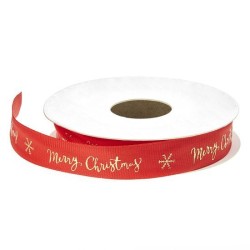 Κορδέλα γκρο κόκκινη merry christmas 1.5cmx10m