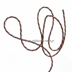Κορδόνι 3mm φλος τρίχρωμο το μέτρο