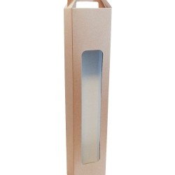 Κουτί λαμπάδας κραφτ (kraft)  με παράθυρο χωρίς μεμβράνη 9.5x6x45cm