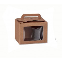 Κουτί χάρτινο kraft με παραθυρο και χερουλι 14x10x10cm