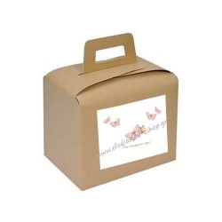 Κουτί χάρτινο lunch box κραφτ 18x12x17εκ. με χερουλι+αυτοκολλητο πεταλούδα 