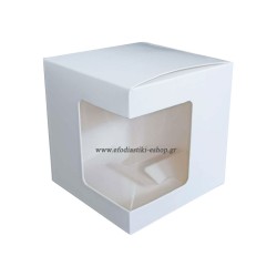 Κουτί χάρτινο λευκό για κούπα 11oz με παράθυρο 