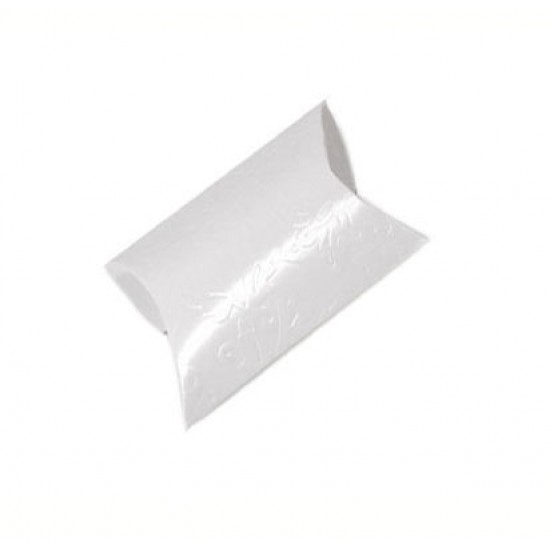 Χαρτινο κουτί ανάγλυφο λευκό μπομπονιέρας μαξιλάρι 12x9cm