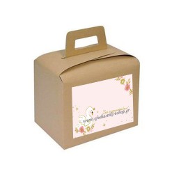 Κουτί χάρτινο lunch box κραφτ 18x12x17εκ. με χερουλι+αυτοκολλητο Κύκνος
