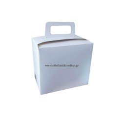 Κουτί χάρτινο lunch box λευκό 17,5x12x15,5εκ. με χερουλι
