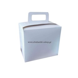 Κουτί χάρτινο lunch box λευκό 17,5x12x15,5εκ. με χερουλι