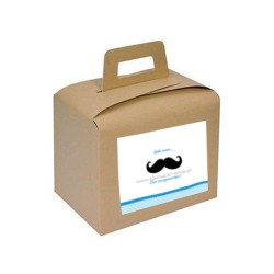 Κουτί χάρτινο lunch box κραφτ 18x12x17εκ. με χερουλι+αυτοκολλητο μουστα΄κι