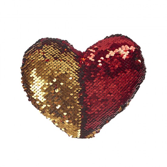 Μαξιλάρι καρδιά κόκκινο-χρυσό  πούλιες 20x15cm