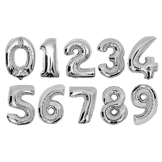 Μπαλόνια γενεθλίων αριθμοί 0-9 75x50cm ασημί