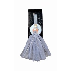 Πασχαλινή λαμπάδα με σχέδιο κορίτσι-φόρεμα ασημί