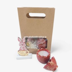 Πασχαλινό σετ δώρου λαγός Καλό Πάσχα + κεραμική θήκη κερί 