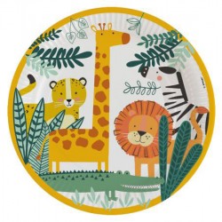 Πιάτο Party χάρτινο 23 cm - Σχέδιο Ζώα Ζούγκλας 8τμχ