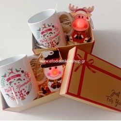 Δώρο χριστουγεννιάτικο σετ κούπα και στολίδι με φως (τυχαία επιλογή σχεδίων)