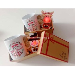 Δώρο χριστουγεννιάτικο σετ κούπα και στολίδι με φως (τυχαία επιλογή σχεδίων)