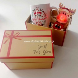 Δώρο χριστουγεννιάτικο σετ κούπα και στολίδι με φως (τυχαία επιλογή σχεδίων)