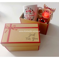 Δώρο χριστουγεννιάτικο σετ κούπα και στολίδι με φως (τυχαία επιλογή σχεδίων)