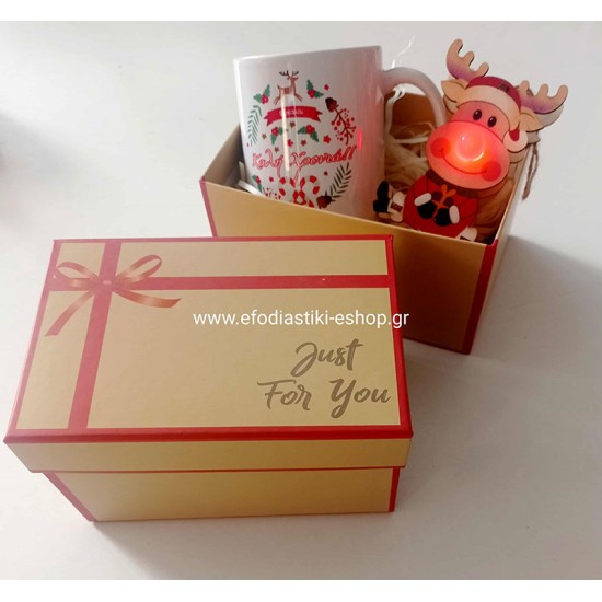 Δώρο χριστουγεννιάτικο σετ κούπα και στολίδι με φως 