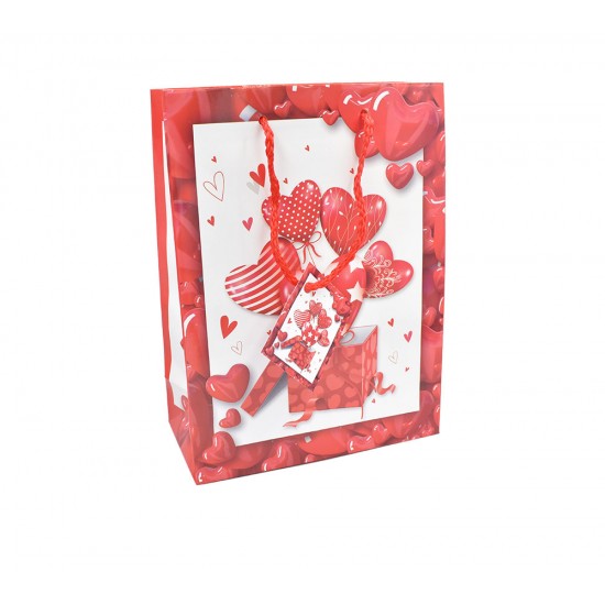 Τσάντα Αγ. Βαλεντίνου 17x8x23cm καρδιές με κάρτα 