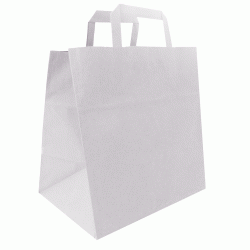 Τσάντα - σακούλα χάρτινη άσπρη 27x16x29 εκ.- πλακέ χερούλι