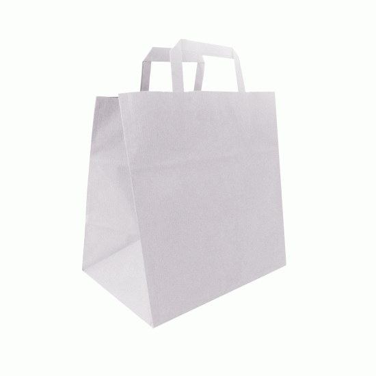 Τσάντα - σακούλα χάρτινη άσπρη 27x16x29 εκ.- πλακέ χερούλι
