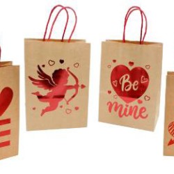 Τσάντα Αγ. Βαλεντίνου 15x8x21cm  κραφτ με μεταλλοτυπία (διάφορα σχέδια)