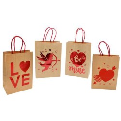 Τσάντα Αγ. Βαλεντίνου 15x8x21cm  κραφτ με μεταλλοτυπία (διάφορα σχέδια)