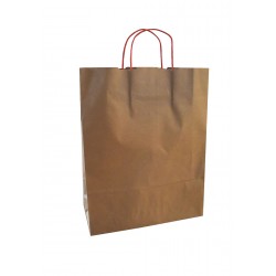 Τσάντα - σακούλα χάρτινη kraft - κραφτ  25x12x31 εκ.- κόκκινη στριφτή λαβή 