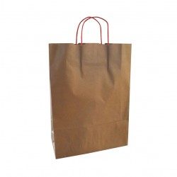 Τσάντα - σακούλα χάρτινη kraft - κραφτ  18x8x23 εκ.-  κόκκινη στριφτή λαβή