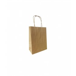 Τσάντα- σακούλα χάρτινη  kraft - κραφτ 10x6x15 ΕΚ.- στριφτή λαβή 