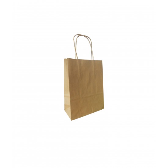Τσάντα- σακούλα χάρτινη  kraft - κραφτ 10x6x15 ΕΚ.- στριφτή λαβή 